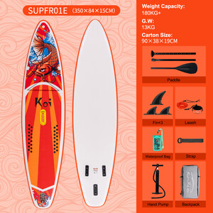 Oppblåsbart Surfing Paddle Board 11'6" - Sup Koi Appelsin