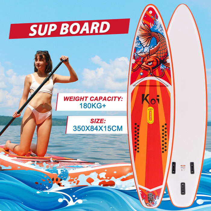 Oppblåsbart Surfing Paddle Board 11'6" - Sup Koi Appelsin