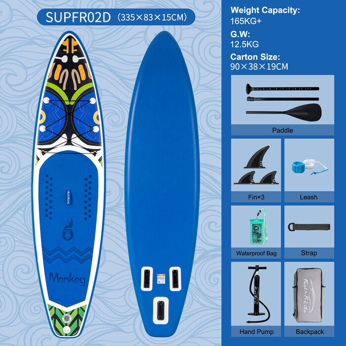 Oppblåsbart Surfing Paddle Board 11' - Apeblå