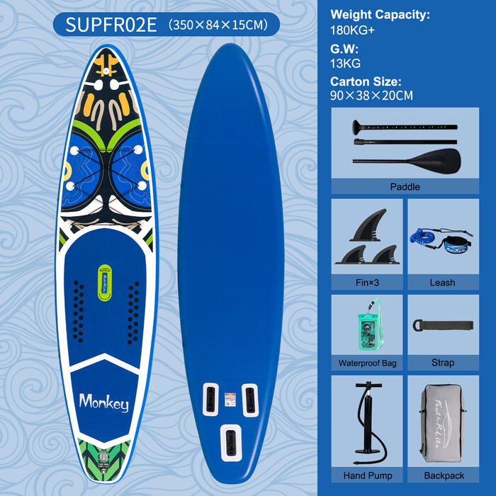 Oppblåsbart Surfing Paddle Board 11'6" - Apeblå