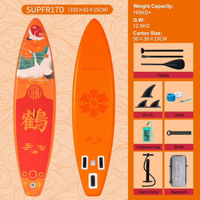 Oppblåsbart Surfing Paddle Board 11' - Oransje kran